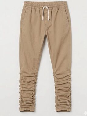 H&M Divided Men's Ruched Stacked Twill Joggers Khaki waist 32